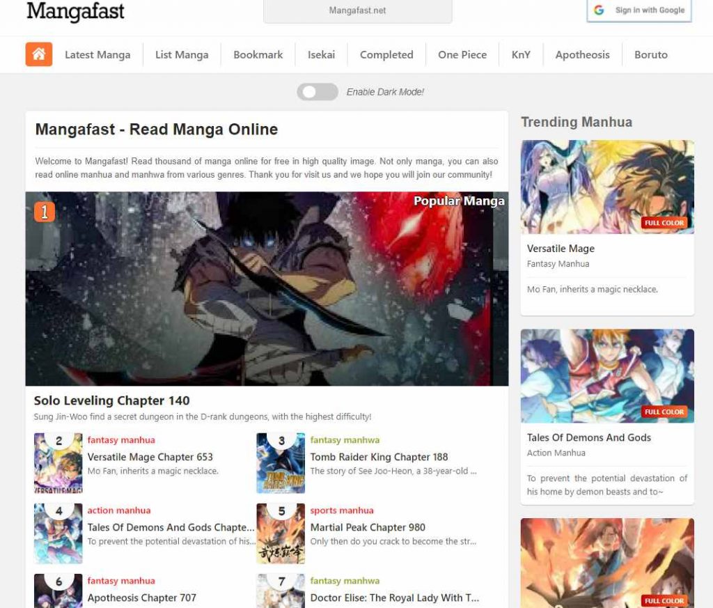 MangaFast - best free manga website with fastest updates